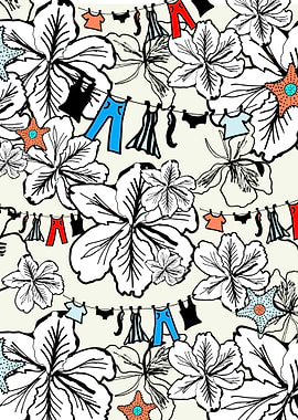 Flowers hanging up clothes