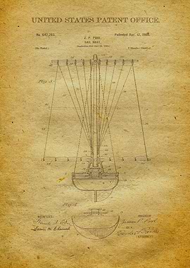 9 Sail Boat Patent Print