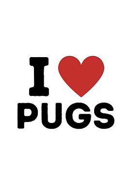 I Love Pugs Simple Heart