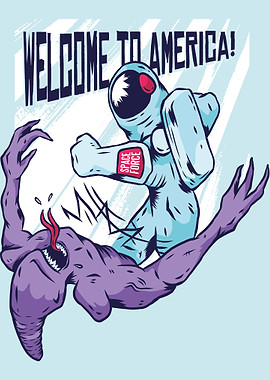 ASTRONAUT PUNCHING ALIEN