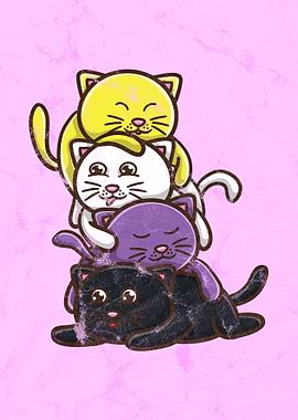 Cat Stack Nonbinary Pride
