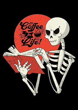 Skeleton Drinking Coffee