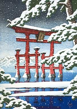Miyajima Shrine In Snow