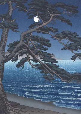 Moon Over Enoshima Beach