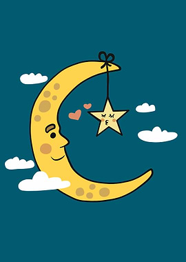 Moon and star cartoon