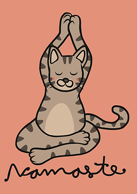 Namaste tabby cat yoga