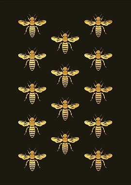 Gold Bees in Formation
