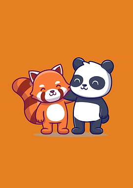 Panda And Her Cute Friend