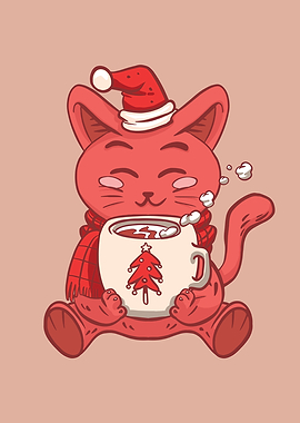 Hot Chocolate Winter Cat