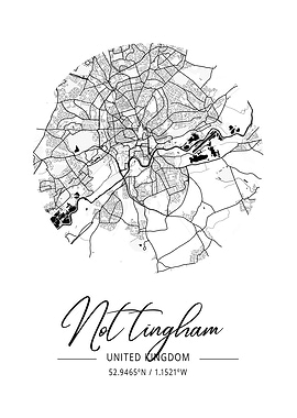 Nottingham Area City Map