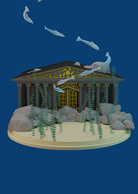 Lowpoly underwater temple