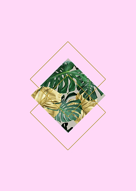 Monstera leaves pink