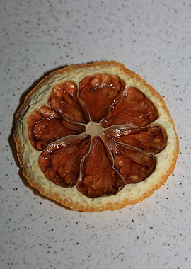 Dried lemon slice macro