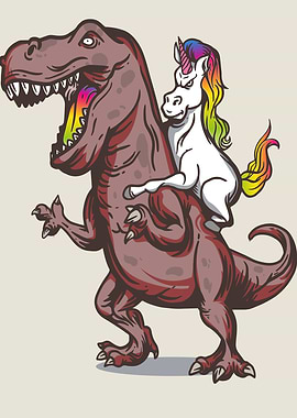Unicorn Riding T Rex