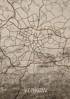 Krakow Rusty Street Map