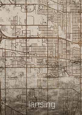 Lansing Rusty Street Map