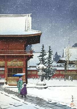 Nezu Shrine In Snow