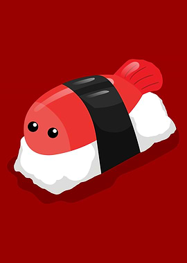 Cute Kawaii Shrimp Sushi