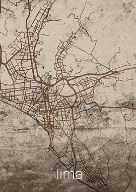 Lima City Rusty Street Map