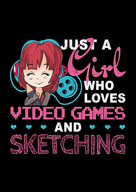 Gamer Girl Anime Sketching
