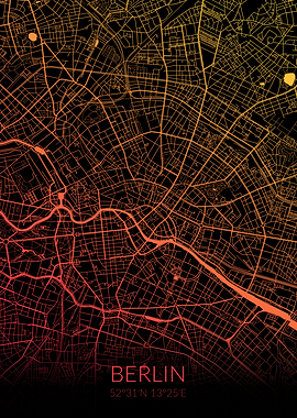 Berlin Map Black Orange