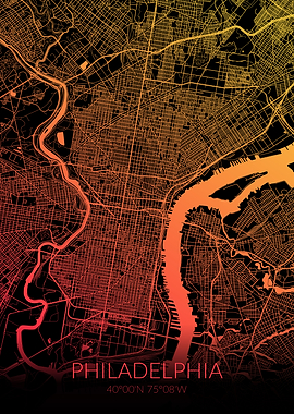 Philadelphia Map Black