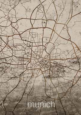 Munich Rusty Street Map