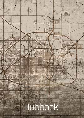 Lubbock Rusty Street Map