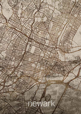 Newark Rusty Street Map