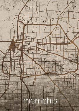 Memphis Rusty Street Map