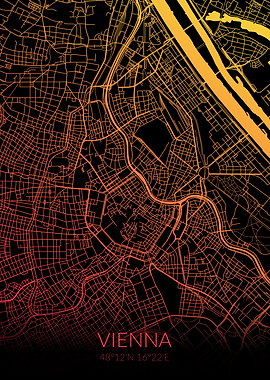 Vienna Map Black Orange