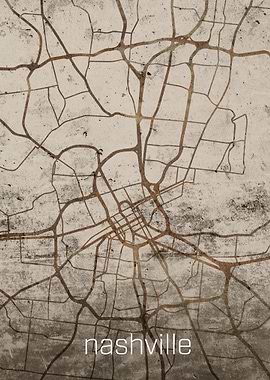 Nashville Rusty Street Map