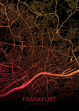 Frankfurt Map Black Orange