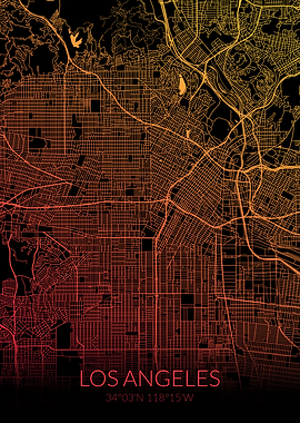 Los Angeles Map Black
