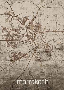 Marrakesh Rusty Street Map