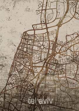 Tel Aviv Rusty Street Map