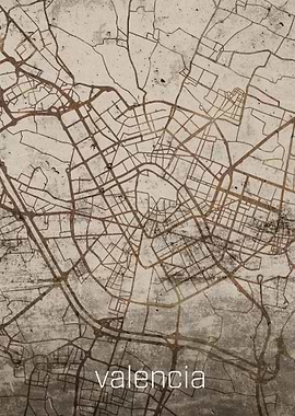 Valencia Rusty Street Map