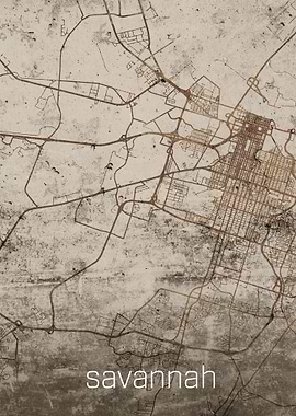 Savannah Rusty Street Map