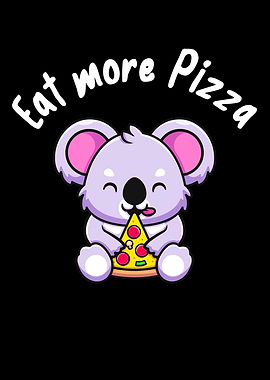 Cute Koala Eats Pizza