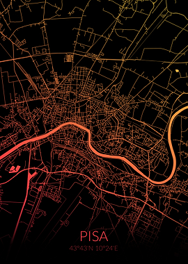 Pisa Map Black Orange