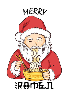 Merry Ramen Santa Eating