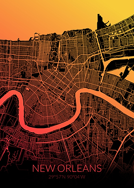 New Orleans Map Orange