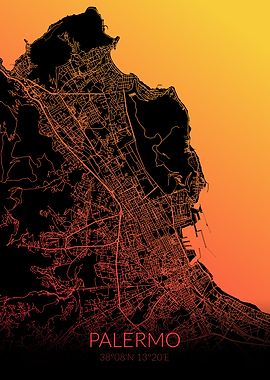 Palermo Map Black Orange