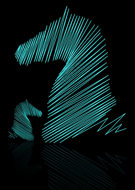 horse head pencil line art