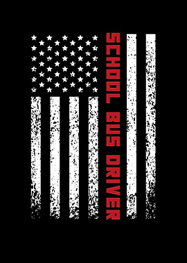 School Bus Driver Usa Flag