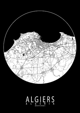 Algiers City Map Full Moon