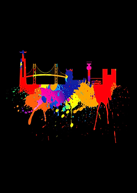 Lisbon Skyline Painting