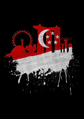 Singapore Skyline Flag Art