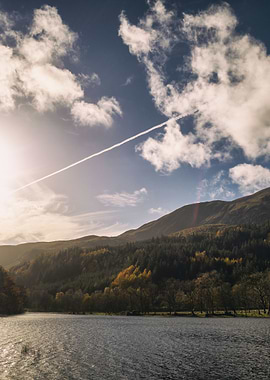 A plane above the lake