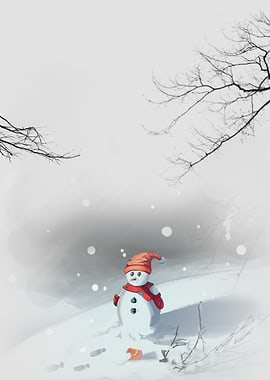 Snowman in winter nature